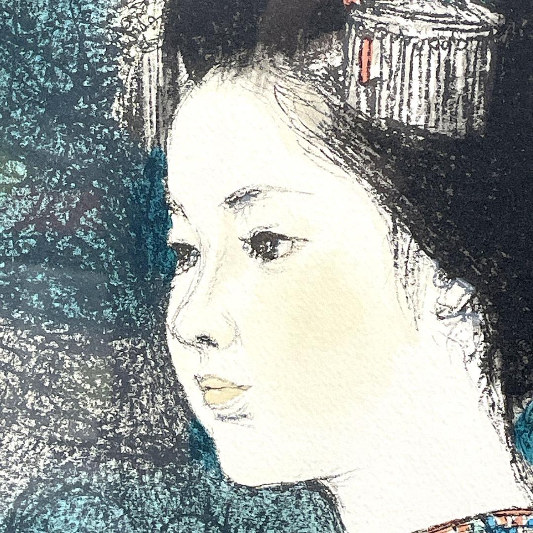 真作保証 小松崎邦雄『鶴の舞妓』リトグラフ ED69/125 額装 R8SD40