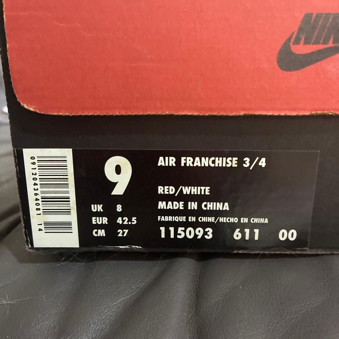 Nike Air Franchise 3/4 レッド/ホワイト 9 95年製