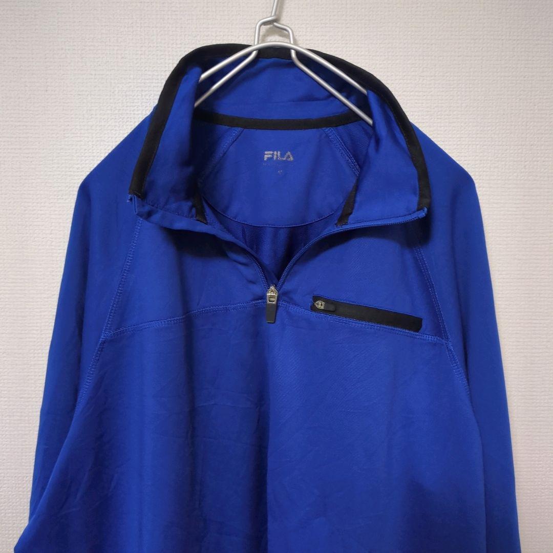 ★フィラ FILA トレーナー プラクティス ハーフジップ ブルー 古着★