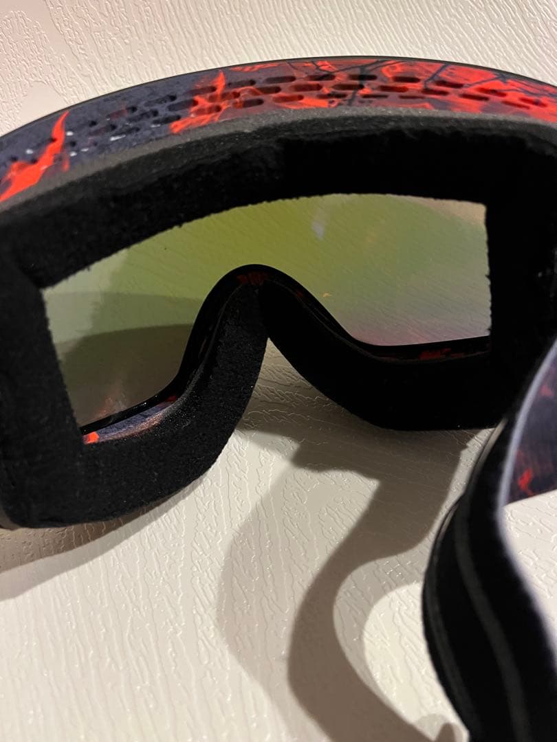 ミラーゴールドゴーグル 赤黒スパイダー