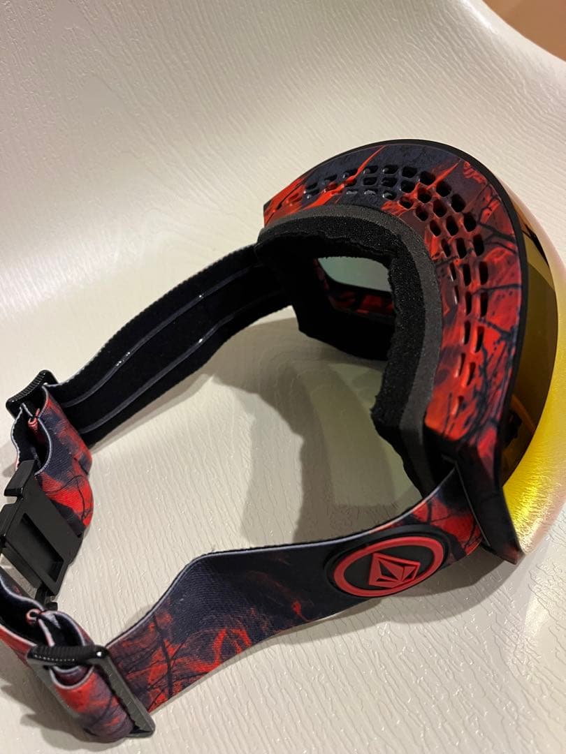 ミラーゴールドゴーグル 赤黒スパイダー