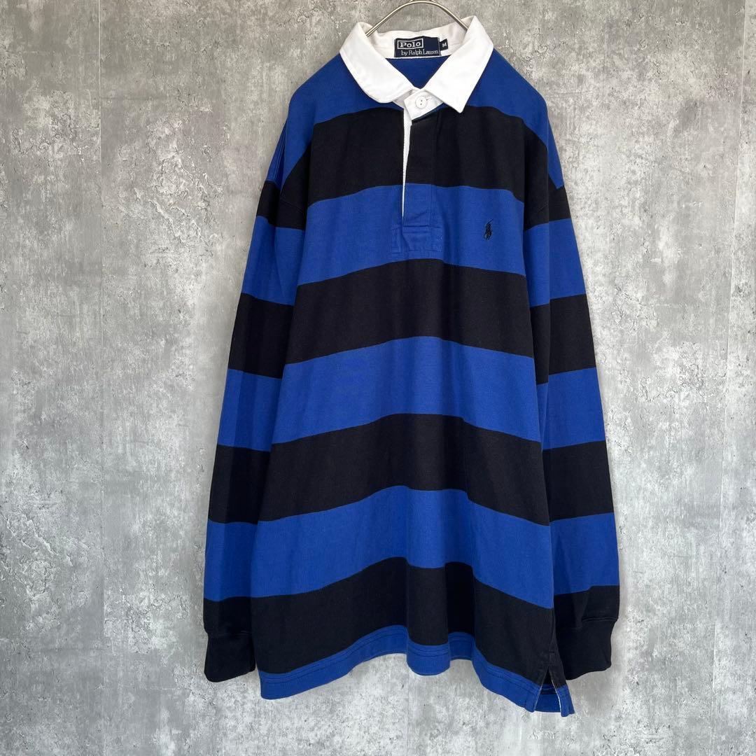 【Mサイズ】ポロ ラルフローレン 長袖 ラガーシャツ ボーダー 古着 メンズ
