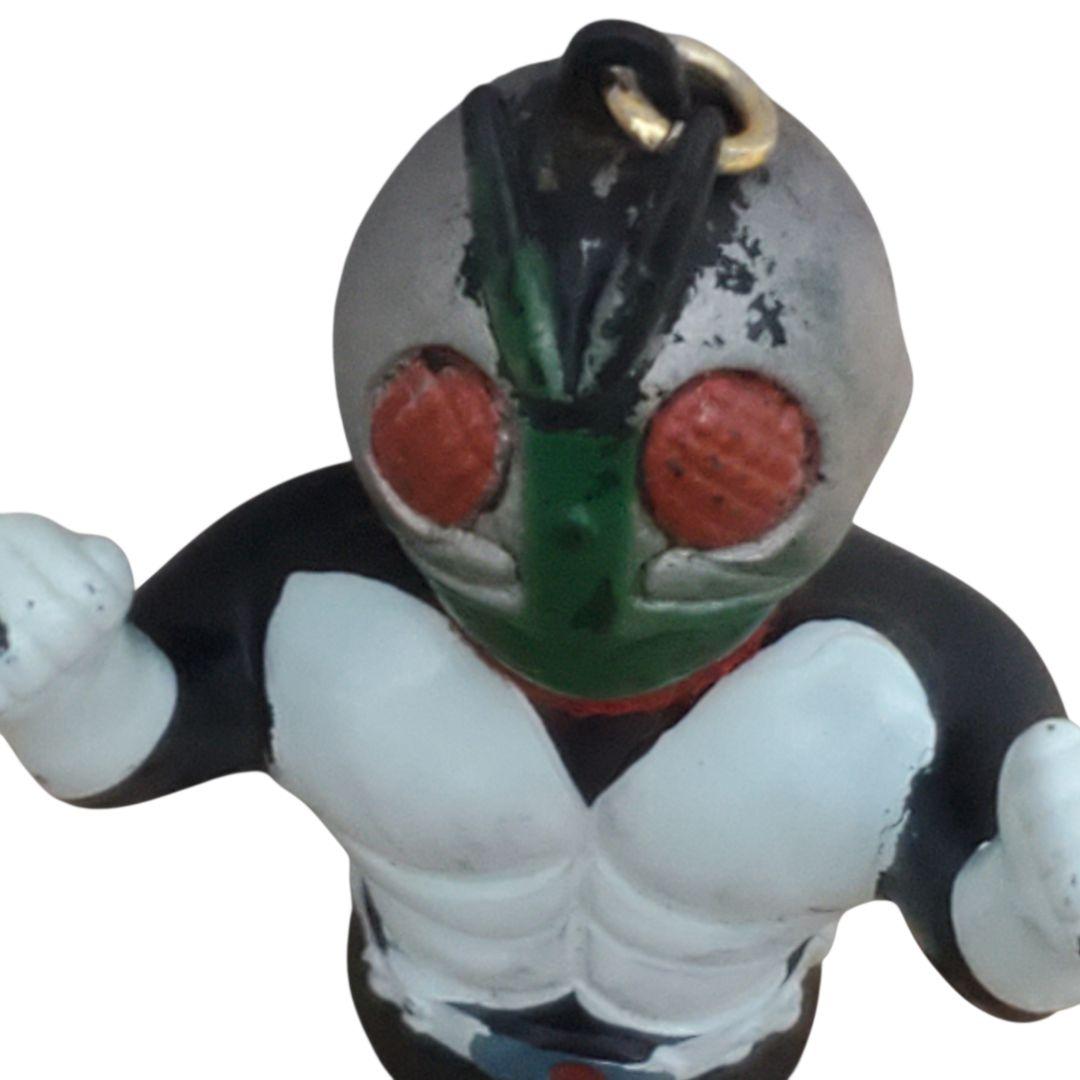 希少 当時物 旧バンダイ 仮面ライダー2号 ソフビ キーホルダー ガッツ 昭和