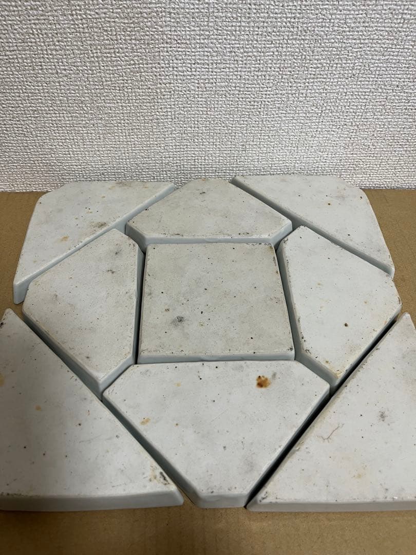中国美術　清時代菱形皿金彩 粉彩 小皿 菓子皿 食器9点セット時代物