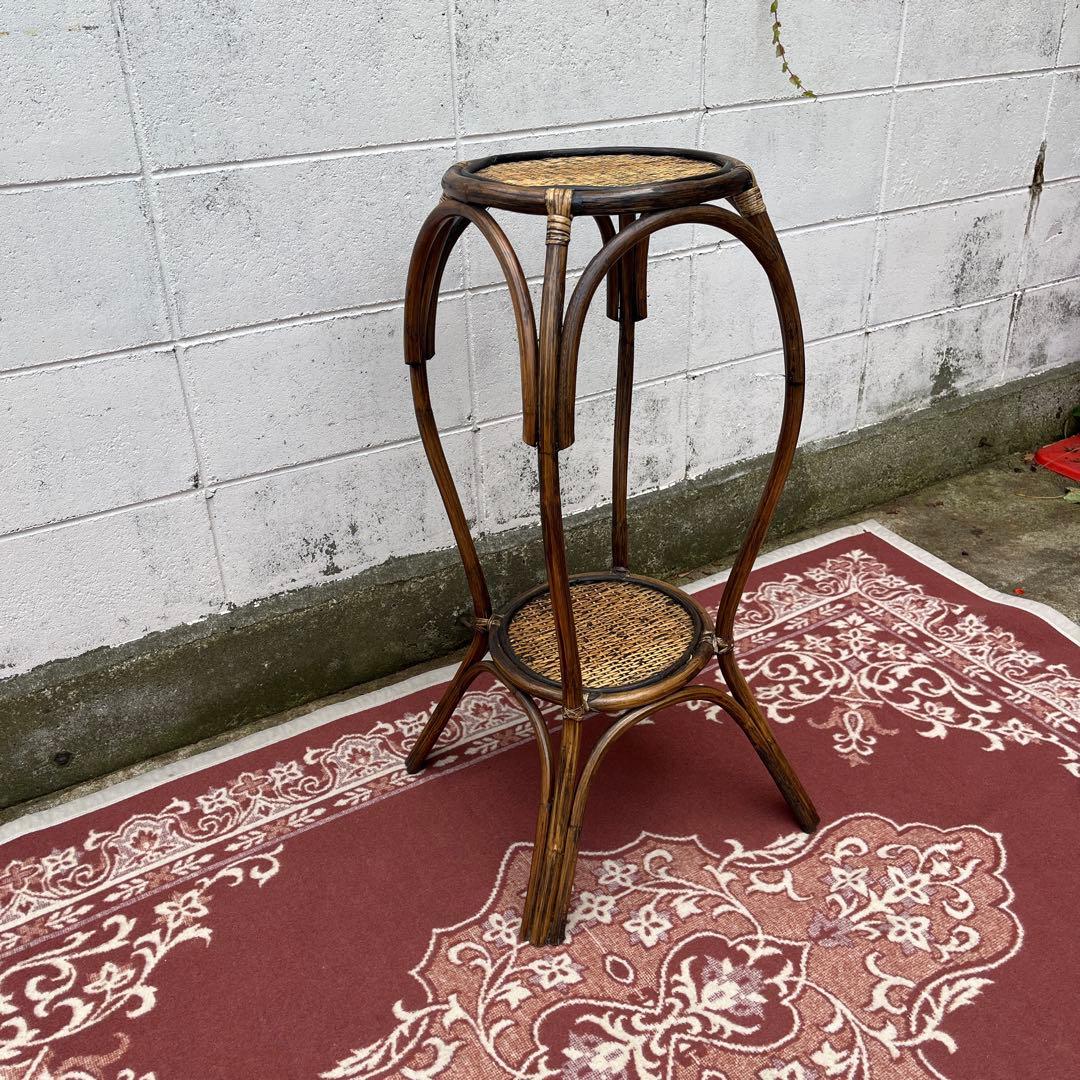 古家具 ビンテージ品◾️天然素材 籐ラタン製 ディスプレイ台 飾り台