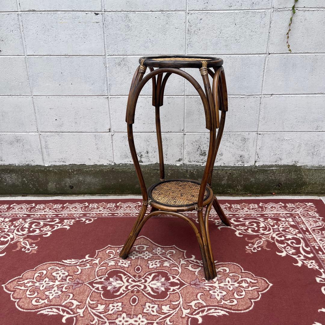 古家具 ビンテージ品◾️天然素材 籐ラタン製 ディスプレイ台 飾り台