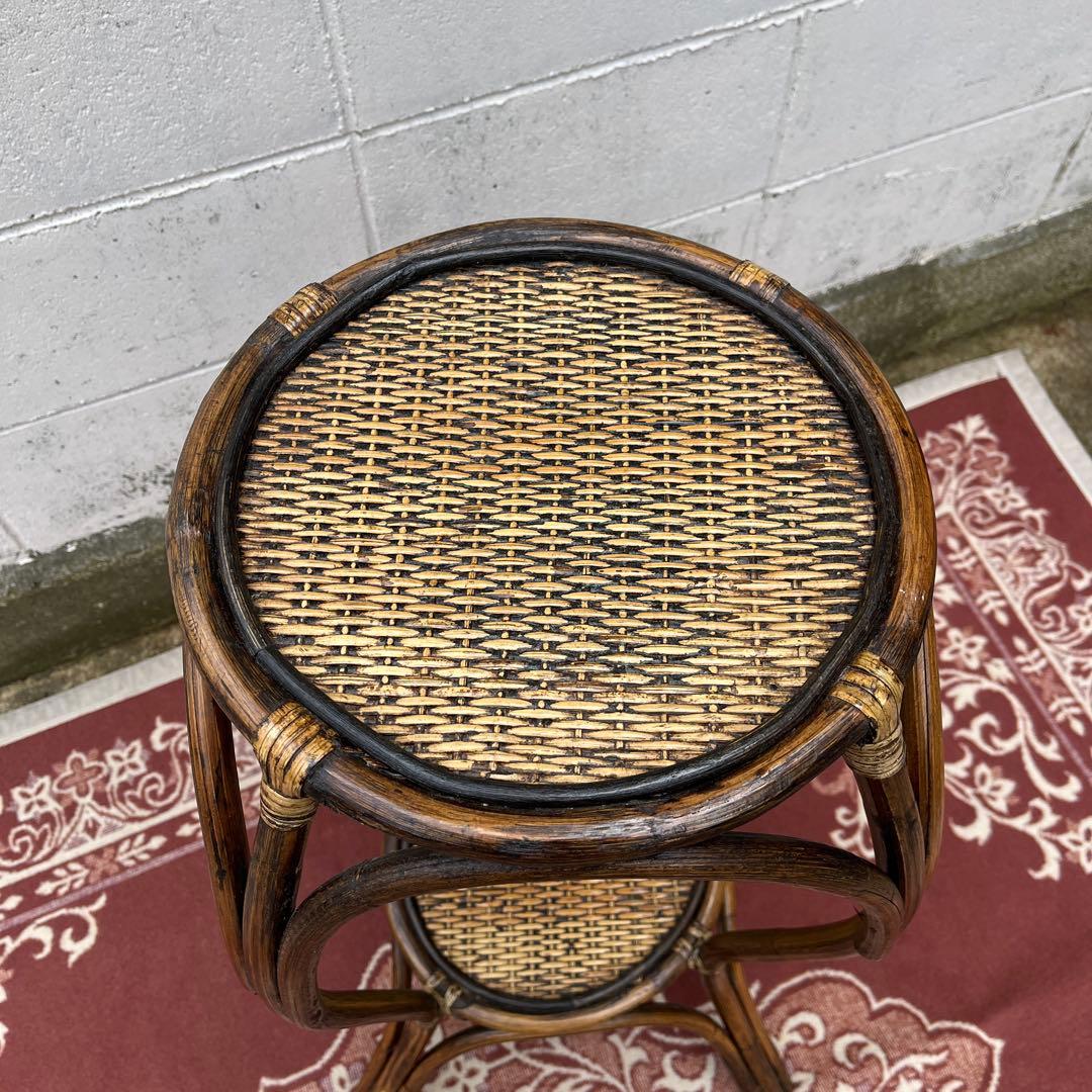 古家具 ビンテージ品◾️天然素材 籐ラタン製 ディスプレイ台 飾り台