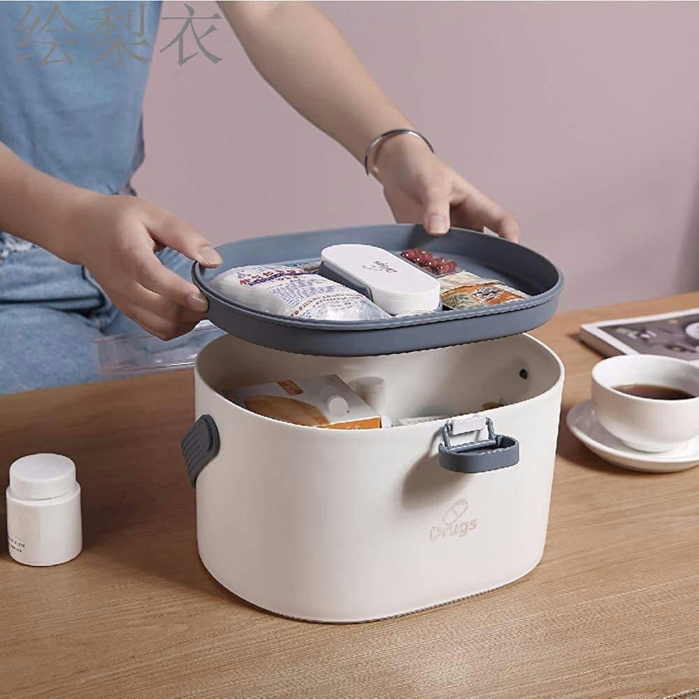薬箱 ピルケース 救急箱 小型 可愛い おしゃれ ホワイト グリーン 手提げ付