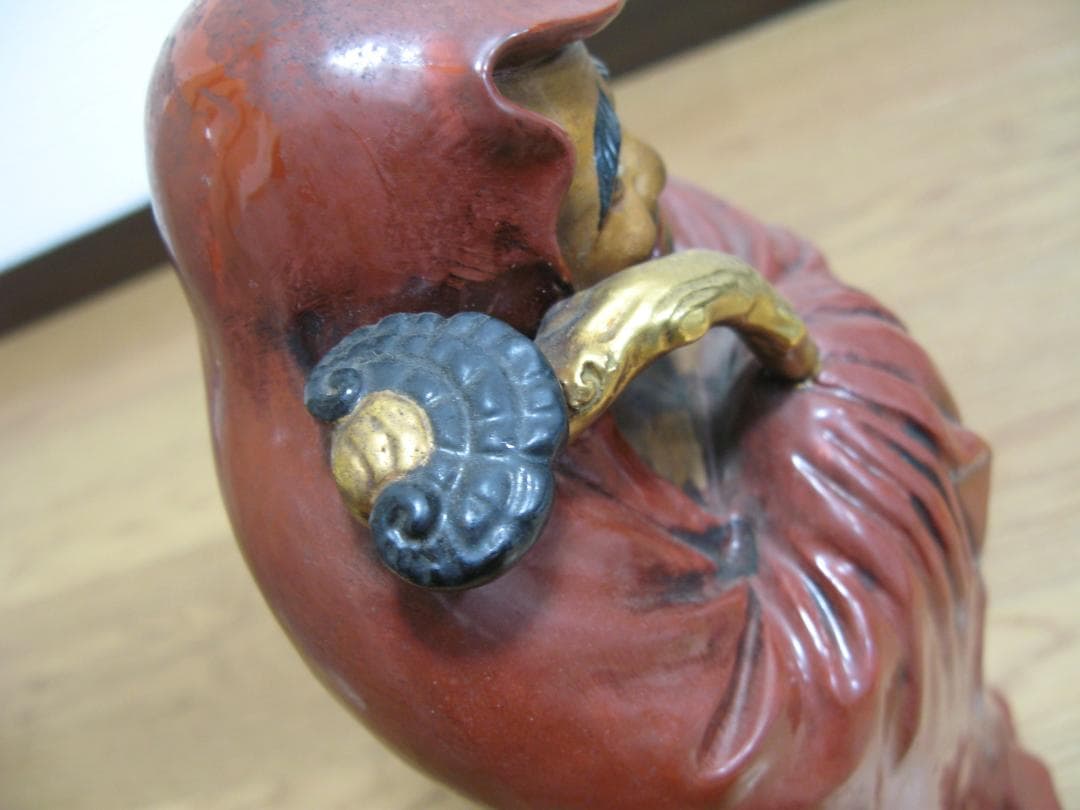 中古 九谷 焼 達磨 大師 立像 高さ約32 金彩 陶磁器 達磨祖師 菩提達磨