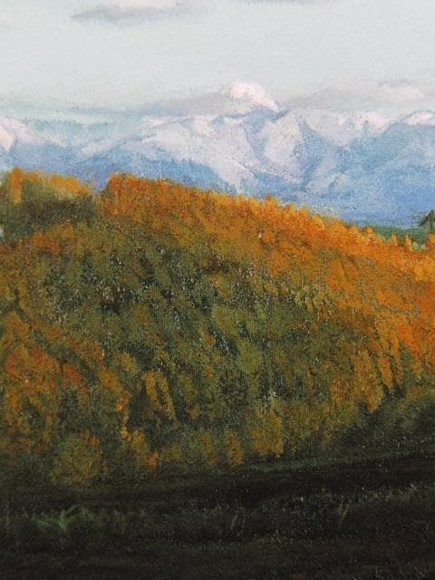 菊池潤子、【晩秋の丘】、希少な大判額装用画集より、美品、日本人画家、新品額装付