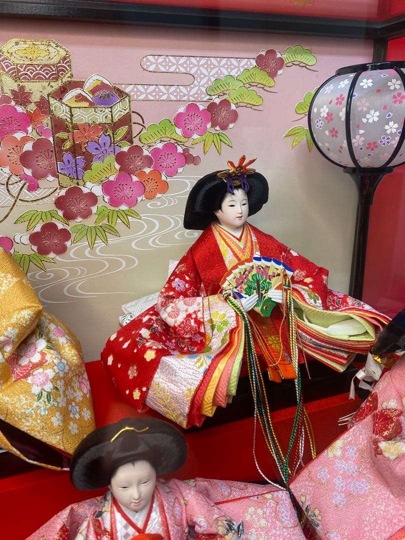 東京久月　雛人形親王五人飾りガラスケース入・間口約５６×奥行約３４×高さ約４４㎝