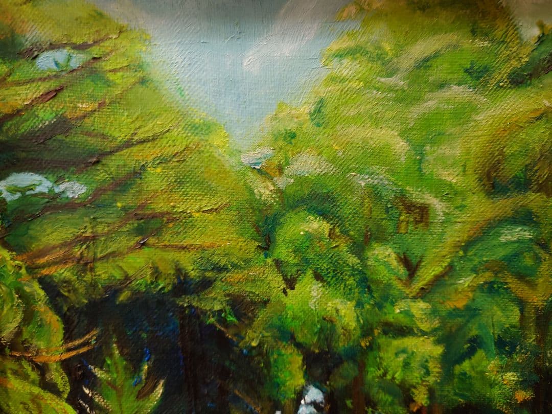 神社の油絵 絵画 油彩 F8サイズ