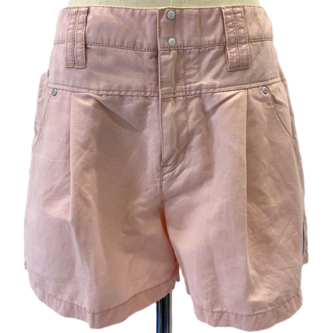 美品 パーリーゲイツ コットンリネン ショートパンツ ピンク 1 M 春夏ゴルフ
