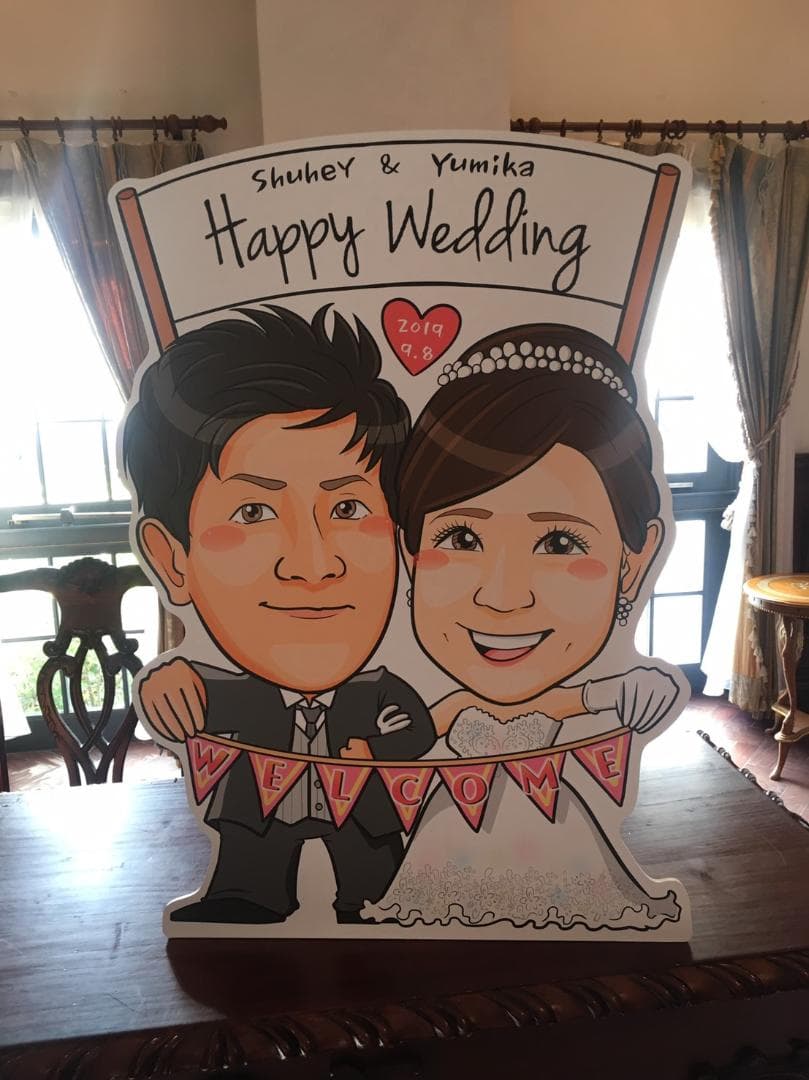 似顔絵特大パネル★結婚式　二次会　ウェルカムボード　似顔絵　結婚準備