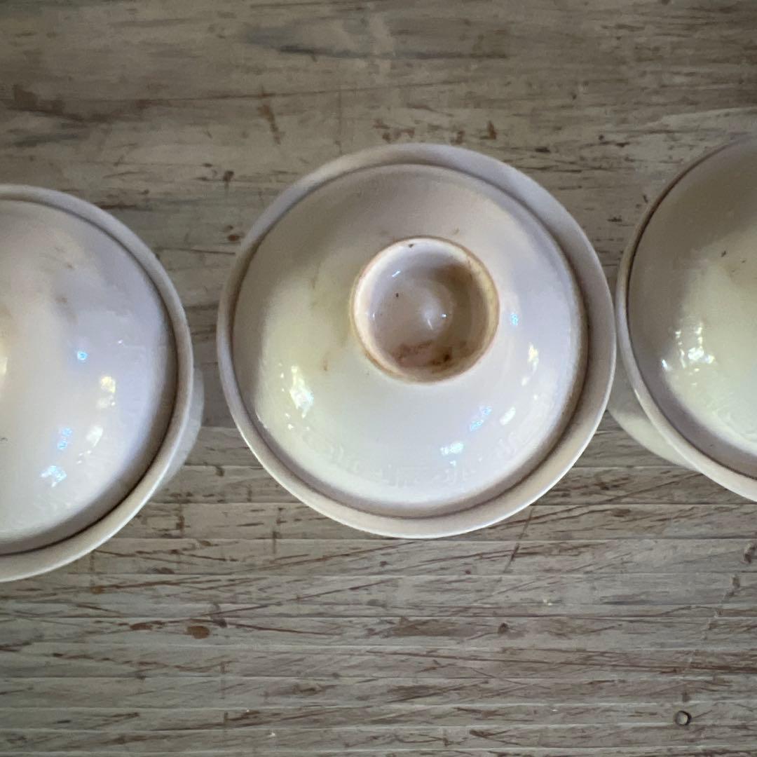 実家整理　古い白磁の蓋茶碗　五客　中国？