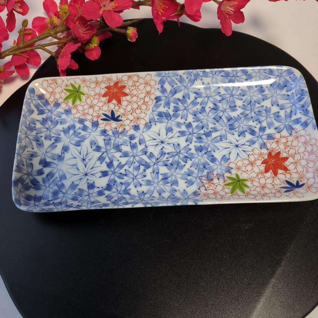 有田焼　清秀窯　献上錦　焼物皿　長角皿　絵変わり5枚揃