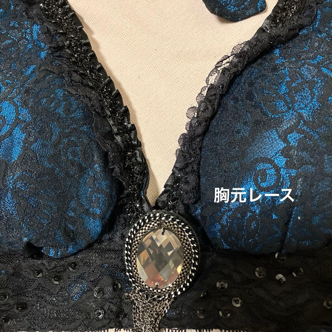 ベリーダンス　25ヤードスカート　サテン　ブルー　ブラ　エデン　ジプシー