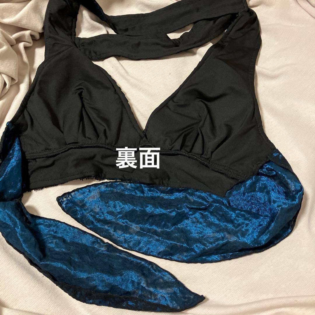 ベリーダンス　25ヤードスカート　サテン　ブルー　ブラ　エデン　ジプシー
