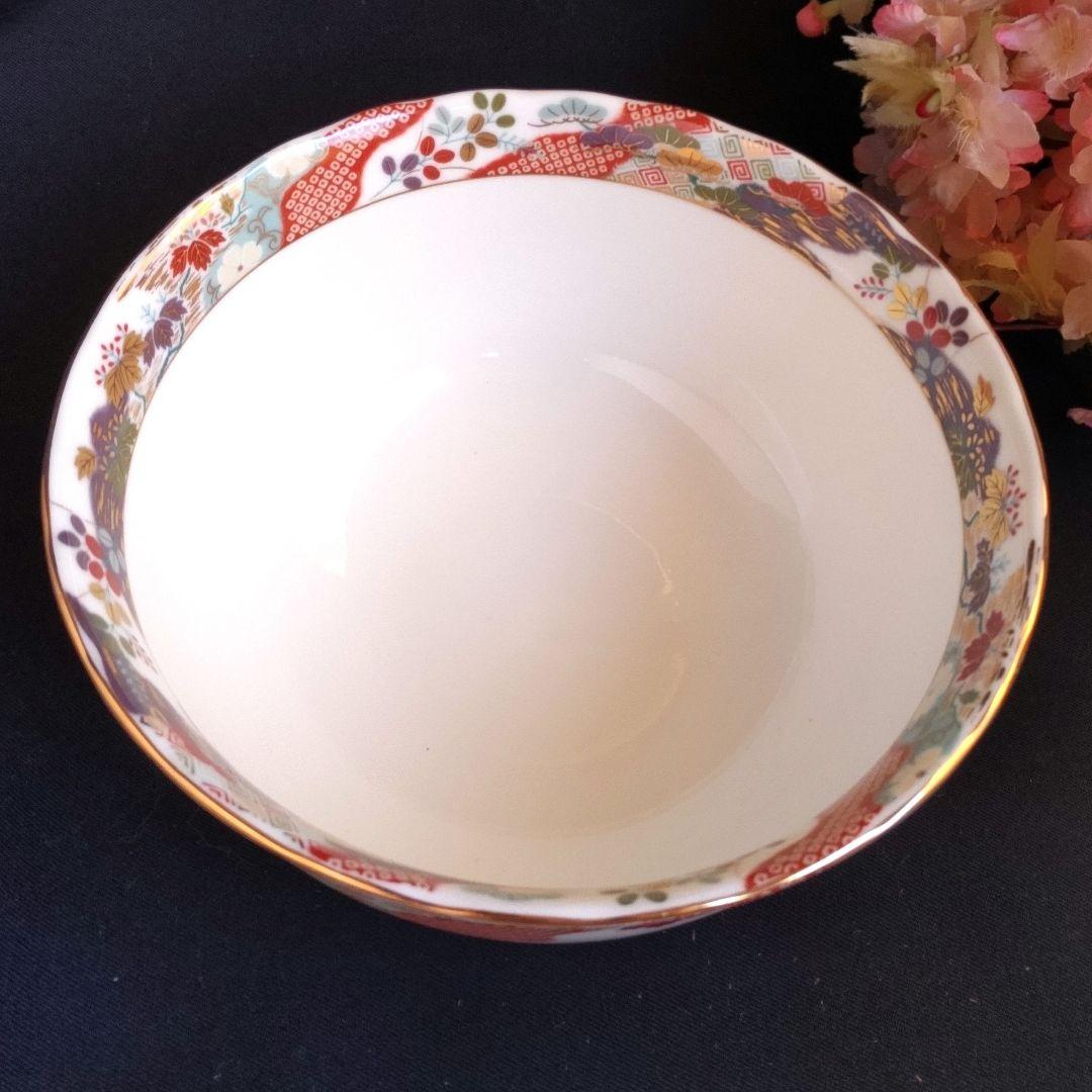新品　千總　雛小袖　金彩色絵　菓子鉢　木箱／絵変わり　着物型小皿　紙箱　しおり付