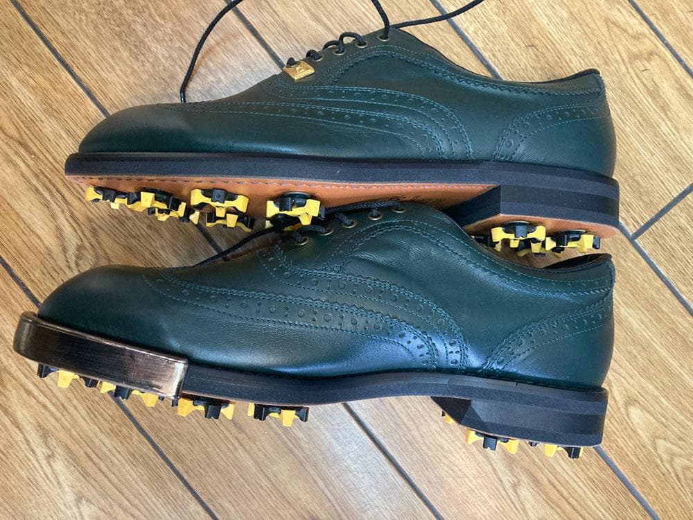 未使用！ゴルフシューズＦＯＯＴＪＯＩフットジョイ表・靴底　革　緑グリーン25.5