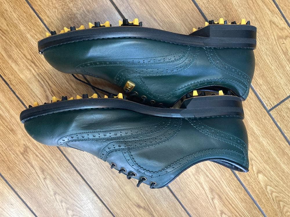 未使用！ゴルフシューズＦＯＯＴＪＯＩフットジョイ表・靴底　革　緑グリーン25.5