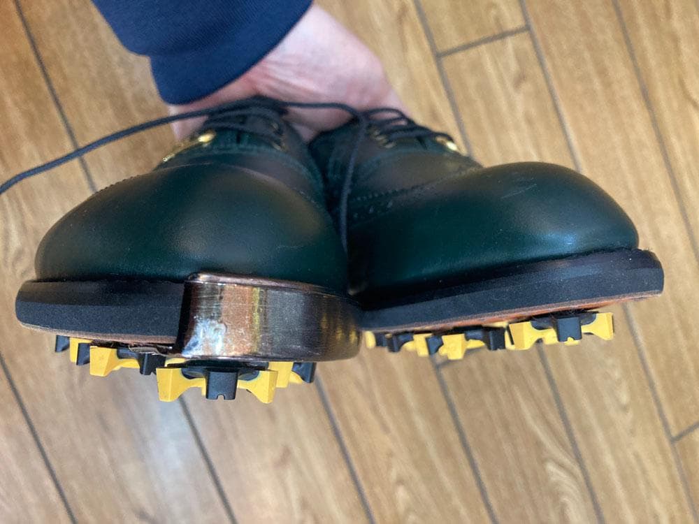 未使用！ゴルフシューズＦＯＯＴＪＯＩフットジョイ表・靴底　革　緑グリーン25.5