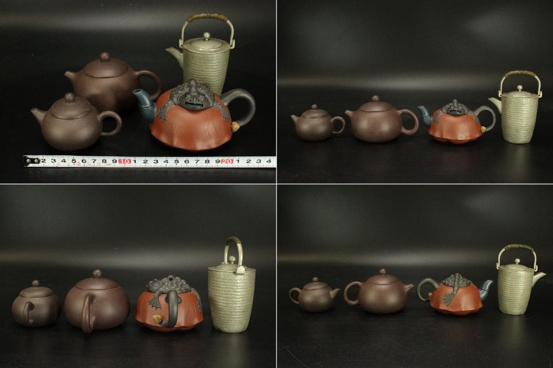 中国美術 煎茶 朱泥 紫泥 錫 茶器 4点まとめて(ZE740)