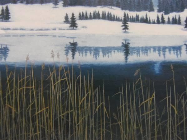 東山魁夷、【湖岸】、希少画集画、高級新品額・額装付、状態良好