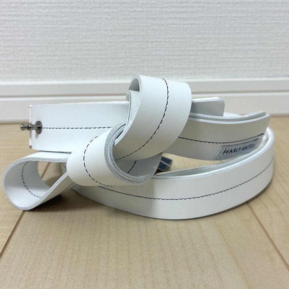 新品 PEARLY GATES パーリーゲイツ レザーリボン ベルト 白