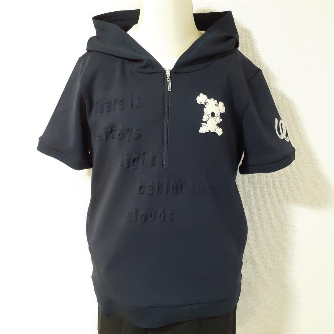 美品△M・U SPORTS エムユースポーツ 半袖パーカー 紺 ゴルフウェア L