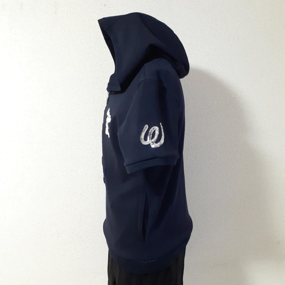 美品△M・U SPORTS エムユースポーツ 半袖パーカー 紺 ゴルフウェア L