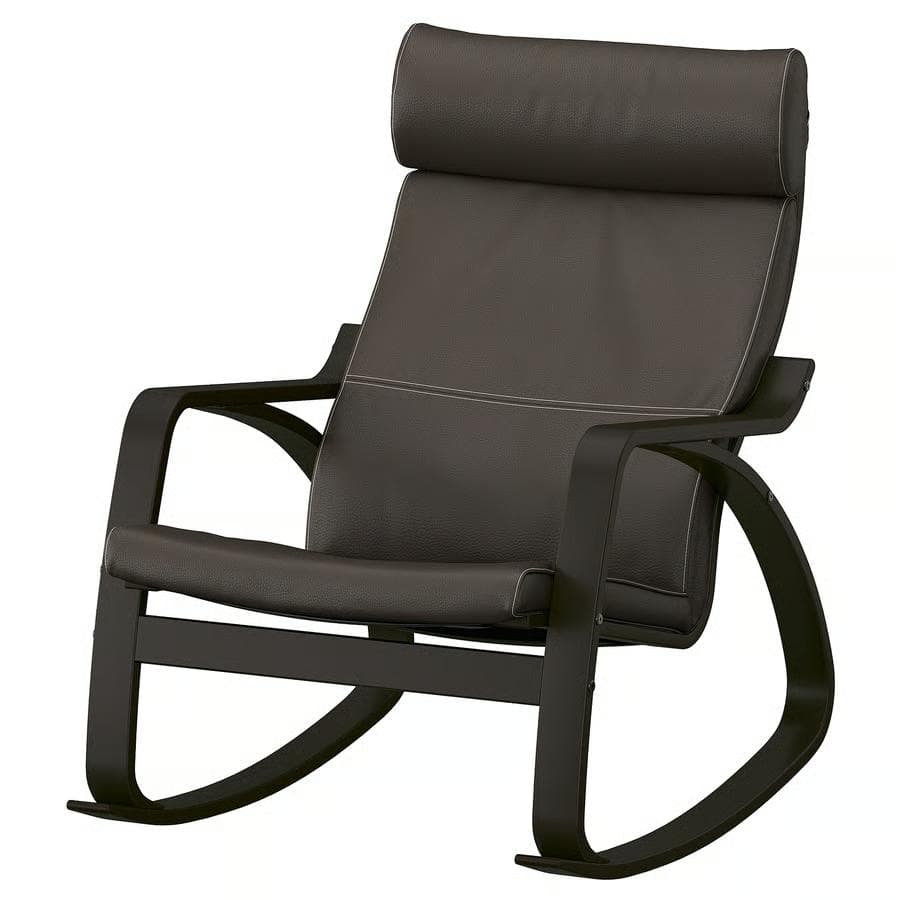【本革 黒】POÄNG ポエング ロッキングチェア　ブラック本革　黒