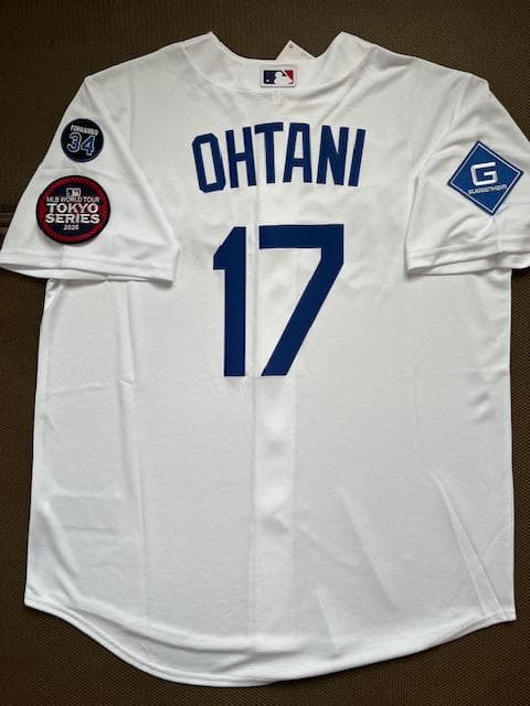 大谷翔平17東京シリーズホームレプリカジャージ記念パッチ付US限定品L