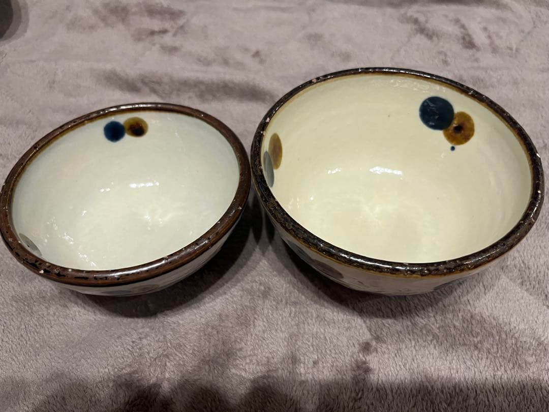 やちむん　大人気　水玉模様 陶器製飯碗 2個セット