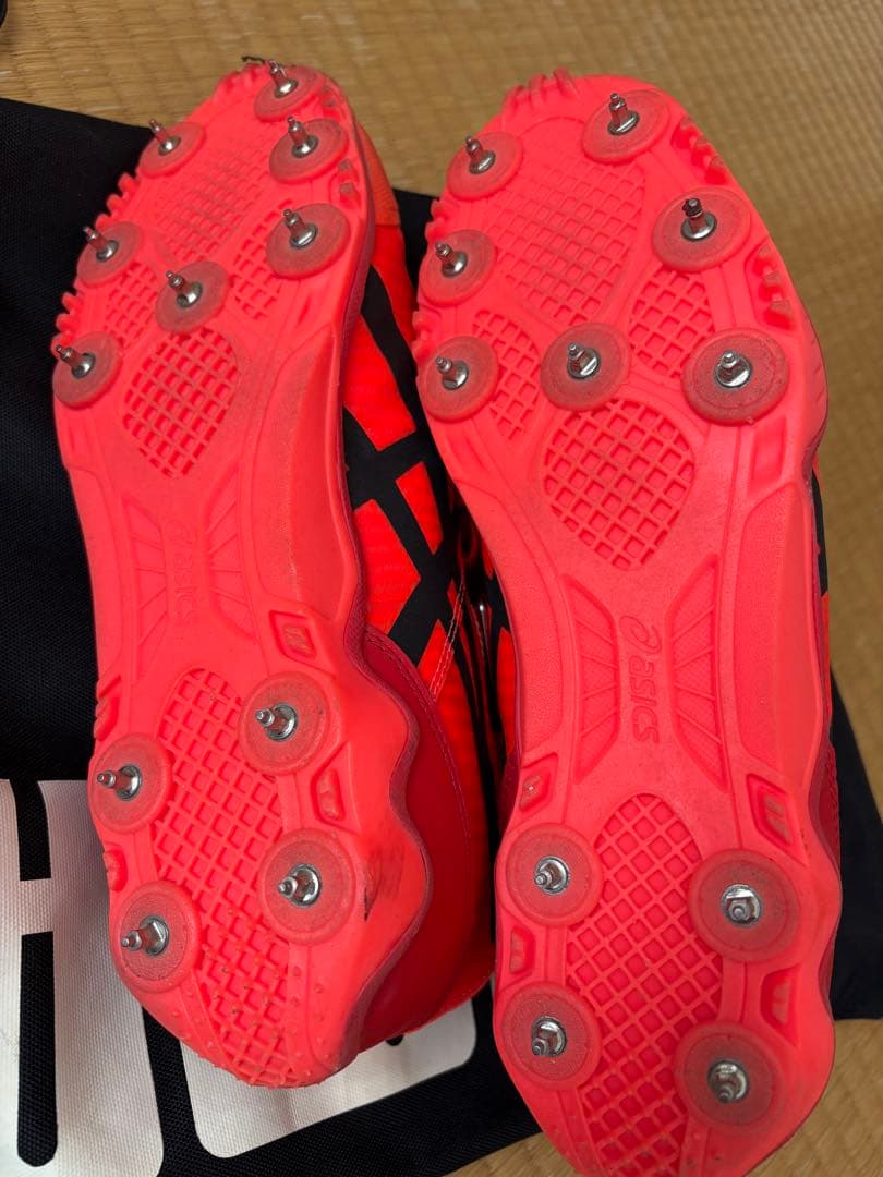 asics ハイカットスパイクシューズ レッド 27.0