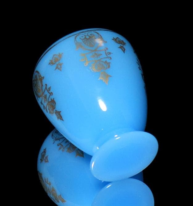 オールド・バカラ 1970年 金彩花瓶 エンパイア ブルー オパーリンクリスタル