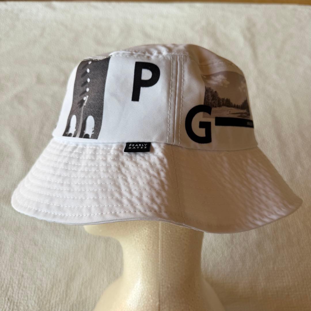 極美品✨パーリーゲイツ フォトPT セピアフォトプリント　バケットハットホワイト