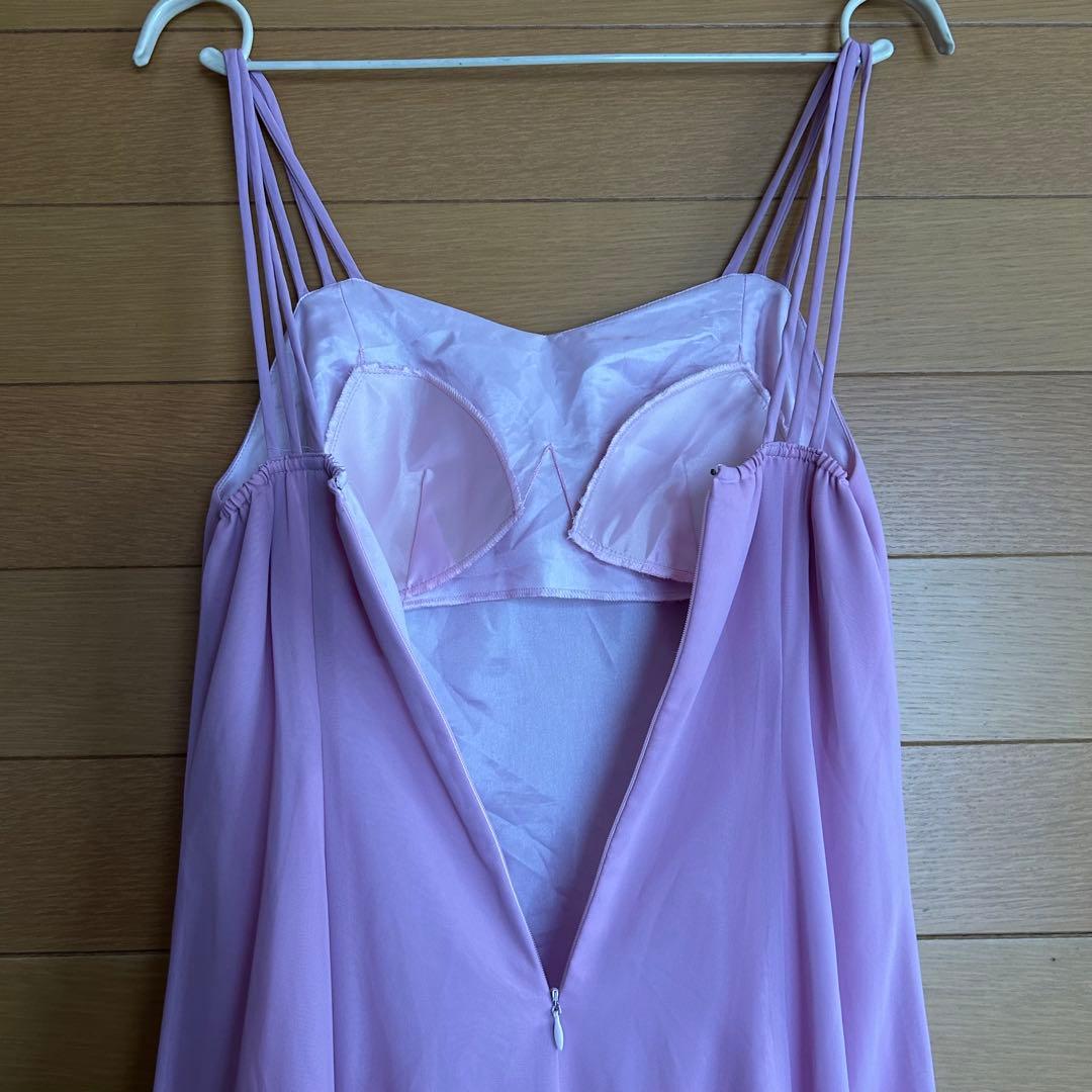【美品】社交ダンス衣装ワンピース ドレス UNA ラベンダーピンク 上品 日本製