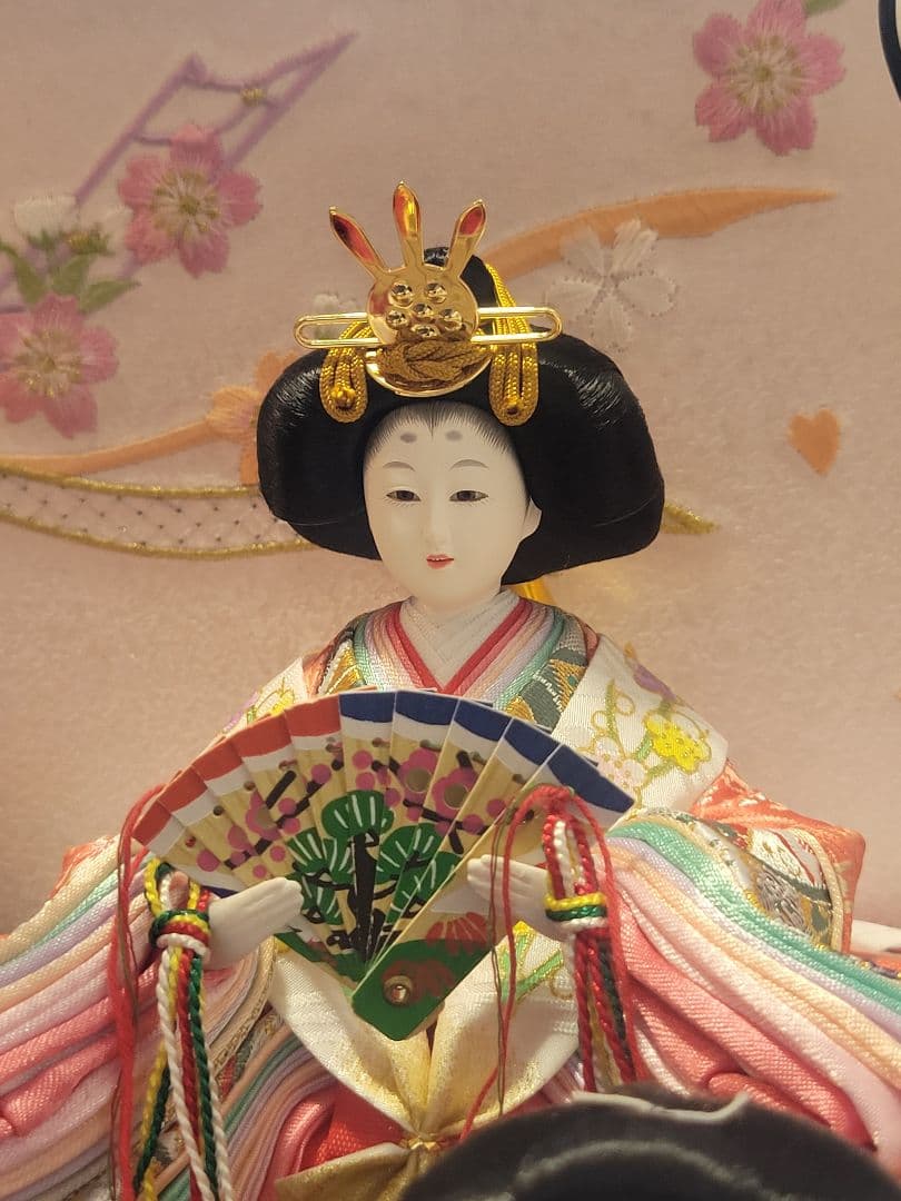 雛人形 五人飾り ケース入り オルゴール付 ひな人形 桃の節句 美品