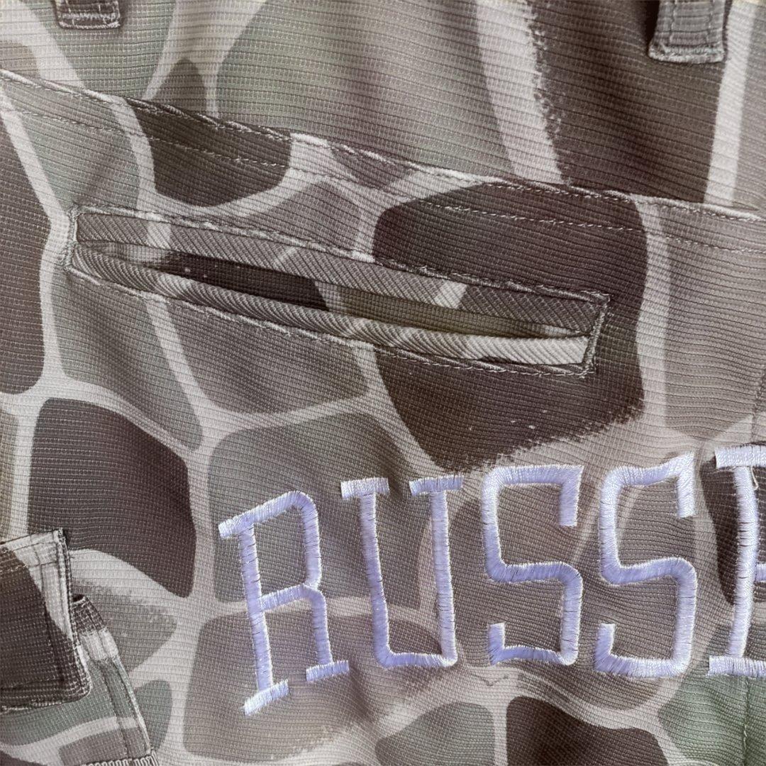 RUSSELUNO(ラッセルノ)ストレッチカモフラ総柄パンツ カーキ系 1(M)