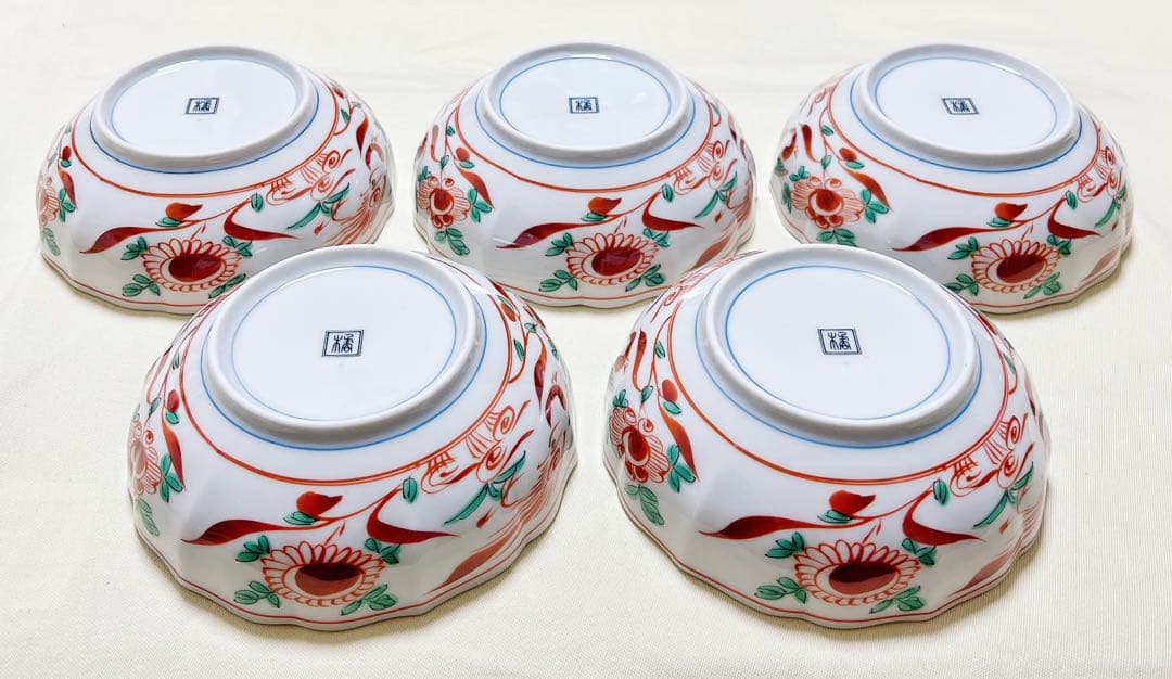 新品　たち吉　平安橘吉　赤絵花鳥　小鉢5個　多用鉢
