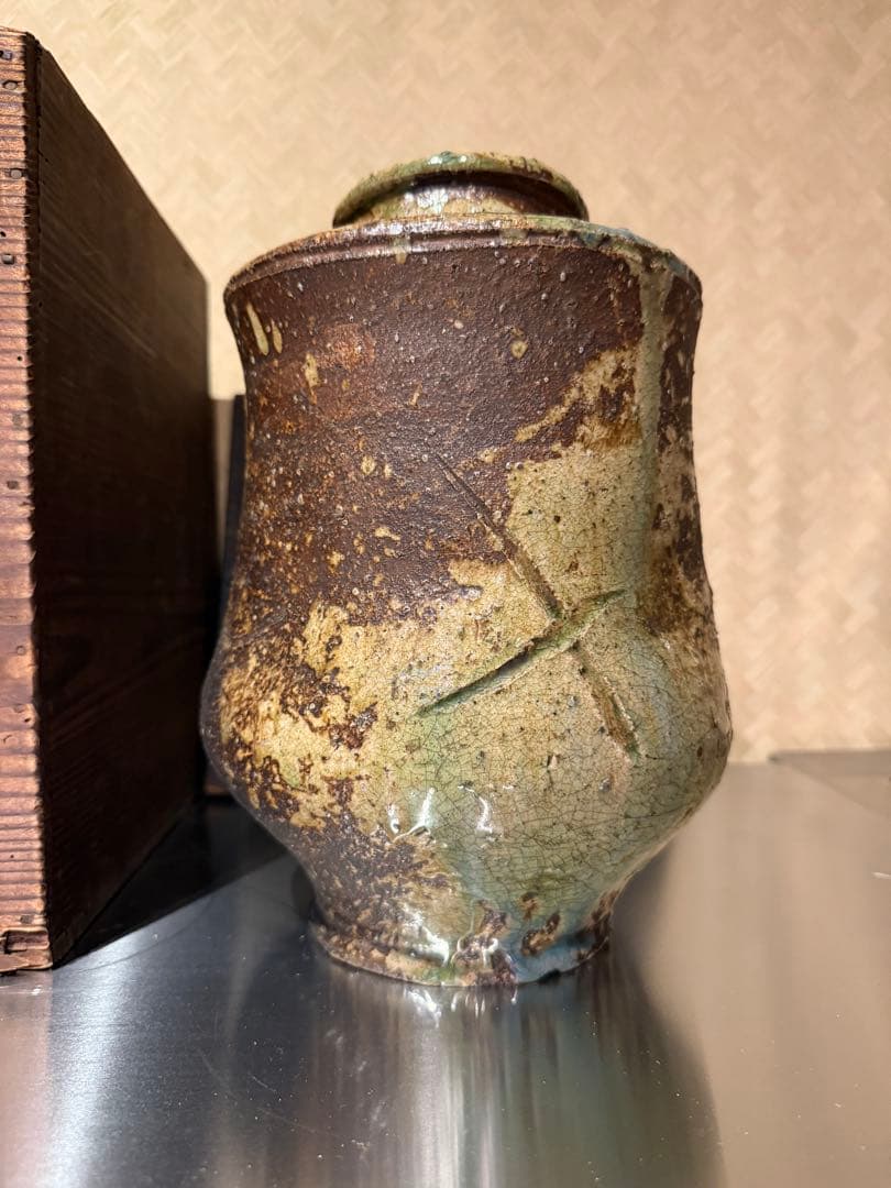古伊賀焼き　壺　花瓶　木箱入り
