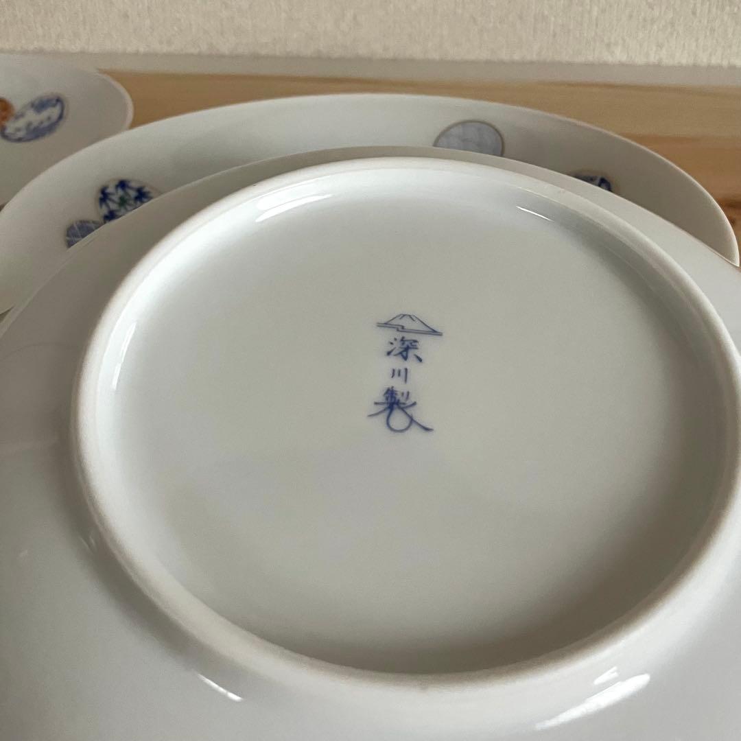 深川製磁 丸紋松竹梅5号和皿 銘々皿 丸皿5枚セット