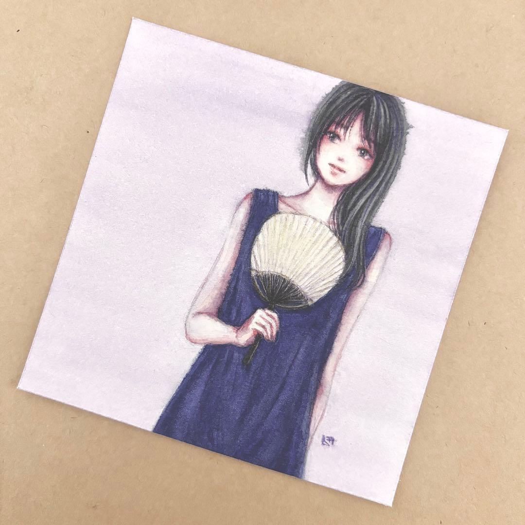 『湯上がり』（手描きイラスト・オリジナル・絵画・水彩画・人物画・原画）