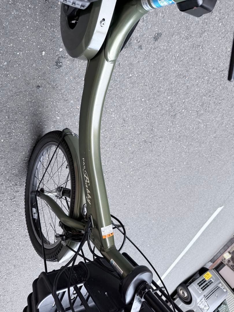 子供乗せ　ヤマハ　電動アシスト自転車 チャイルドシート付き オリーブグリーン