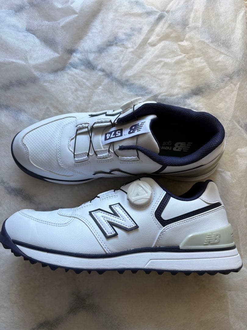 New Balance 574 ゴルフシューズ ホワイト/ネイビー
