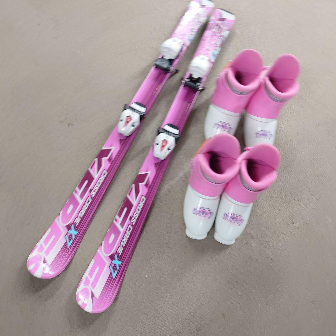 即滑走OK 使用済小学生スキー118cmブーツ22cm23cm2足 ポールおまけ