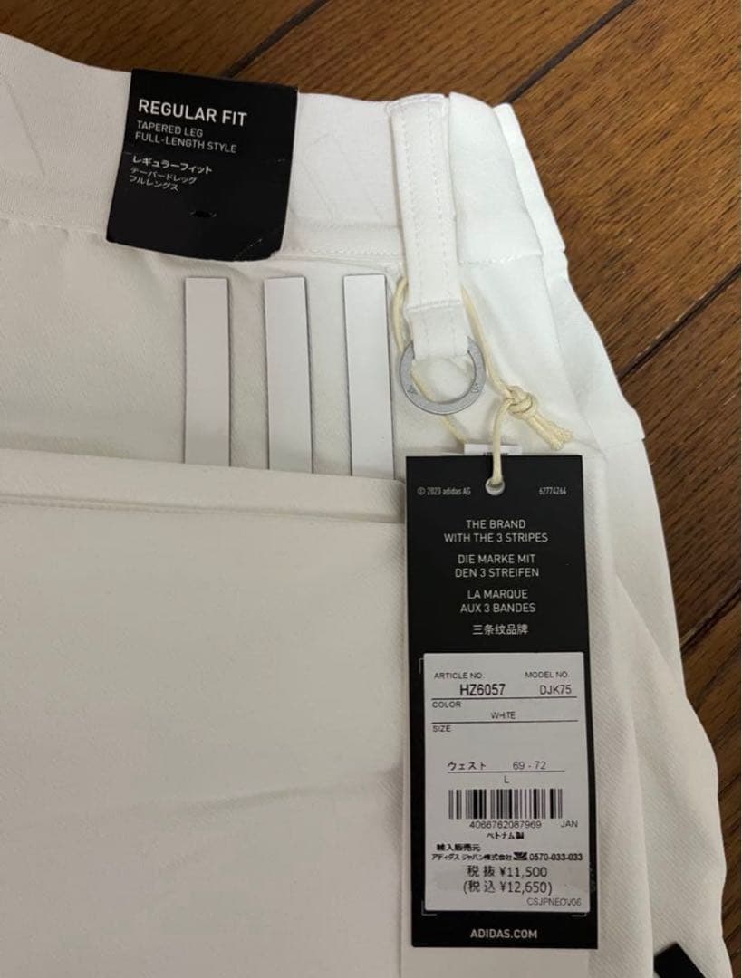 アディダス　ゴルフ　L 白　秋冬EX STRETCH 撥水 パンツ