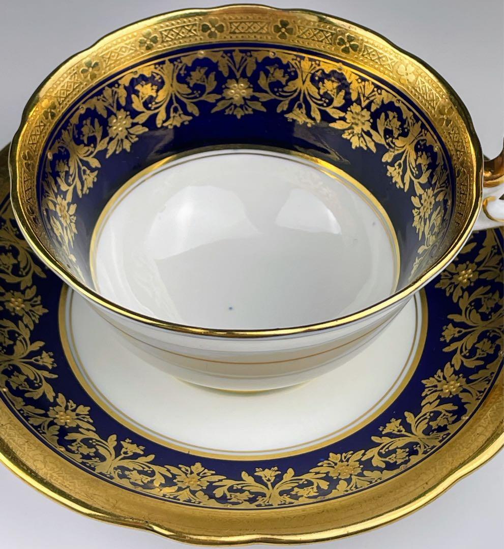 【美品】エインズレイ コバルト地 金彩 ティーカップ＆ソーサー 金盛り イギリス