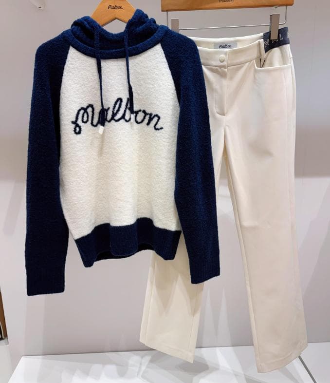 Malbon Golf ニットパーカー レディース フード付き 秋冬モデル